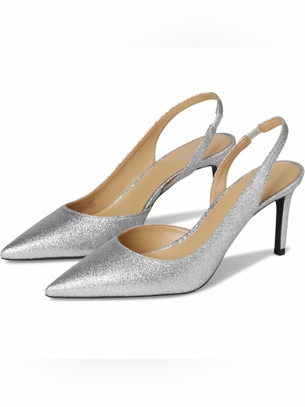 Michael Kors Alina Sling-back Pumps heels shoes formal silver 8.5 or 9 NWOT